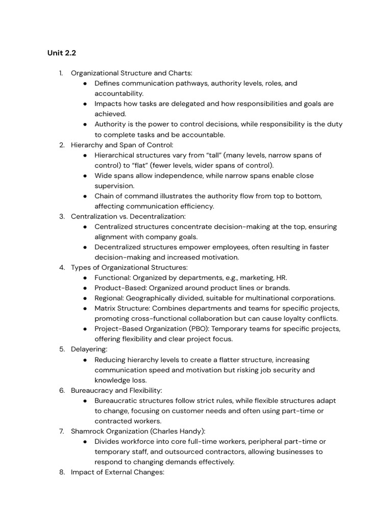 Notes Bussiness Managment | PDF | Leadership | Organizational Structure