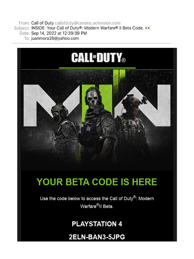 INSIDE Your Call of Duty® Modern Warfare® II Beta Code. ? | PDF