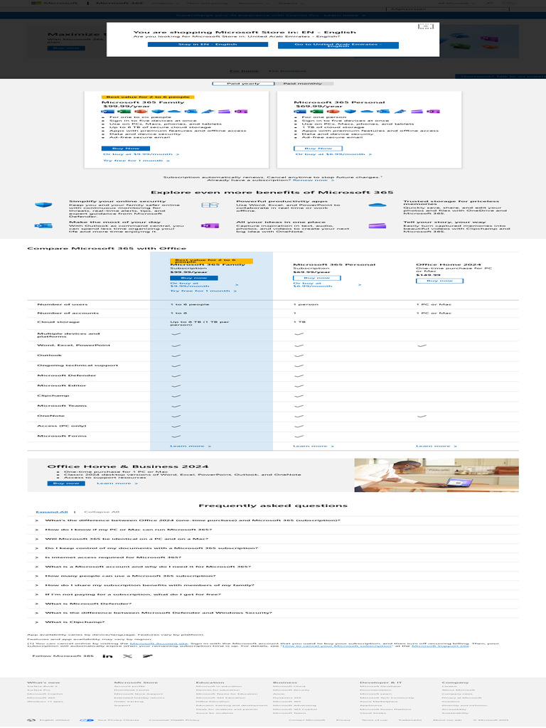 Microsoft 365 Plans Comparison Guide | PDF | Microsoft Office ...