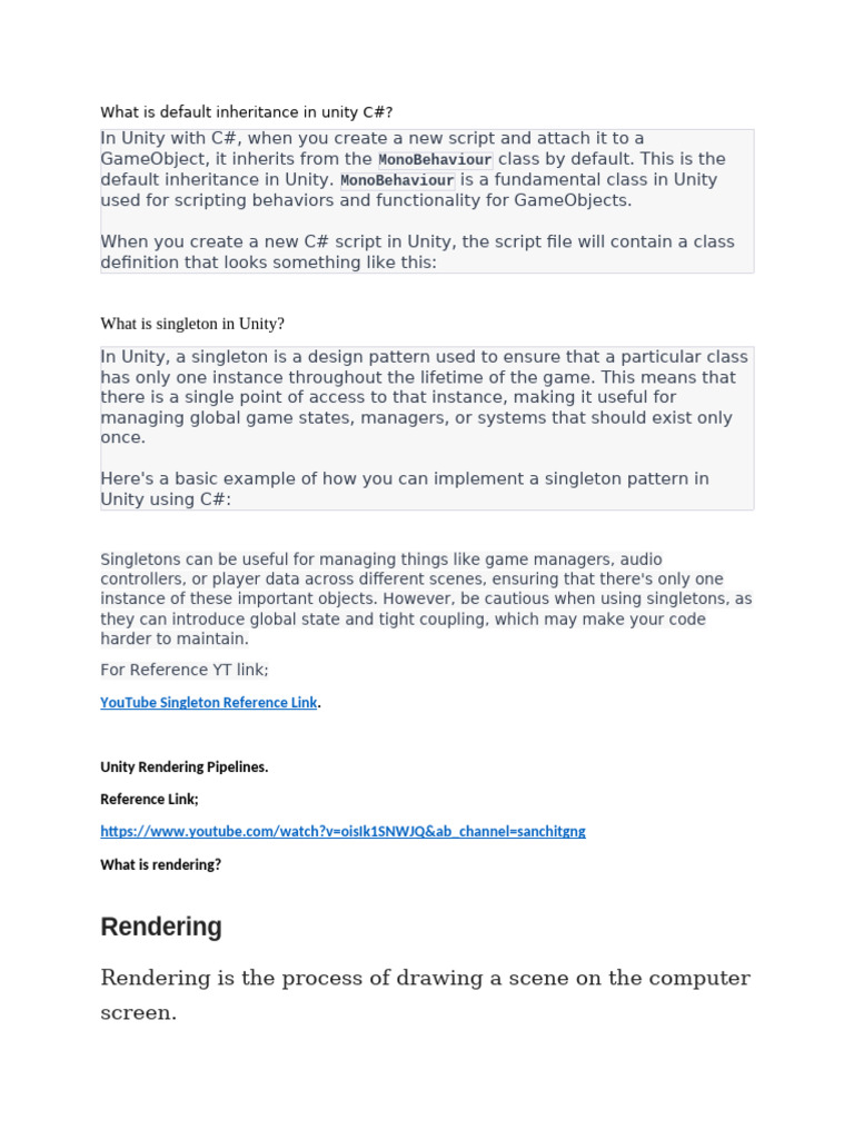 Unity C# Basics for Developers | PDF
