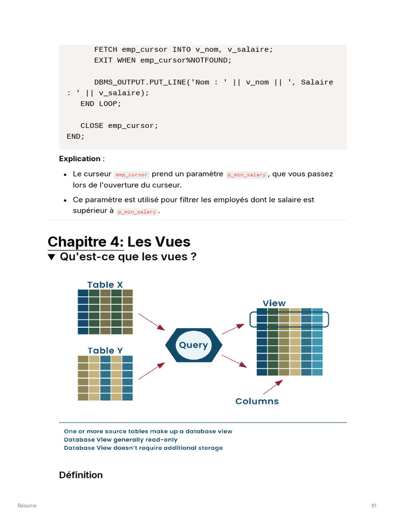 Définition et Création de Vues SQL | PDF | Bases de données | SQL