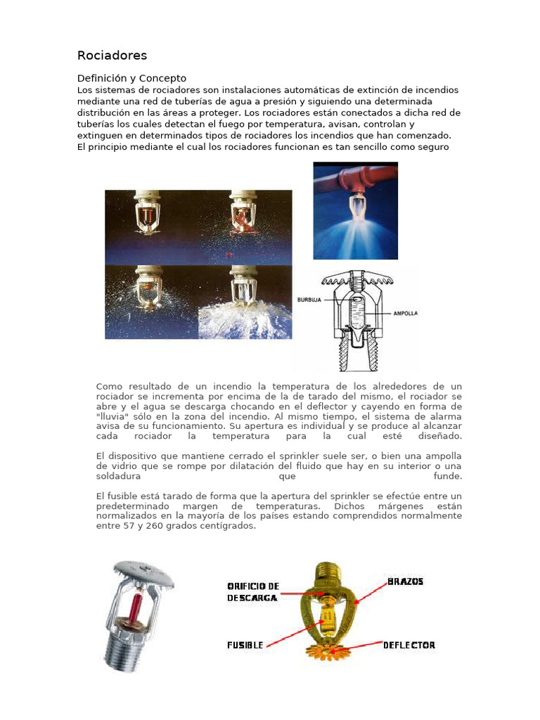 Tipos y Funciones de Rociadores Contra Incendio | PDF | Sistema de ...