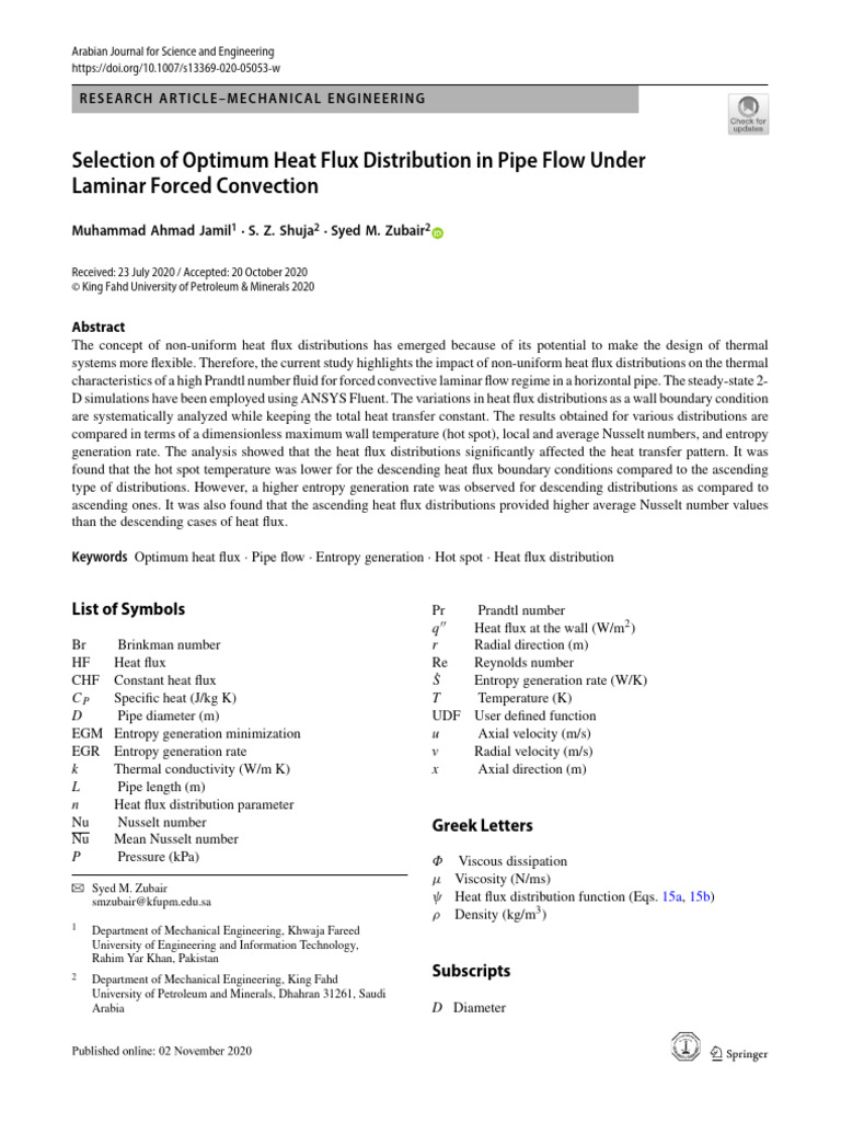 Pipe Flow Heat Flux Optimization | PDF | Heat | Heat Transfer