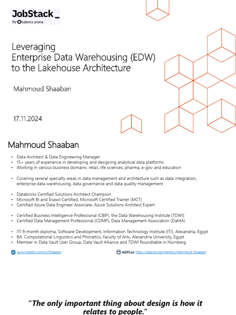 Leveraging Enterprise Data Warehousing (EDW) To The Lakehouse ...