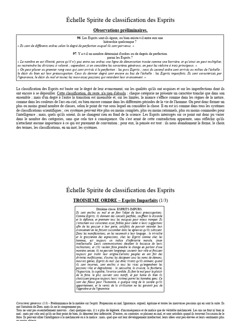 Classification des Esprits Spirites | PDF | Esprit | Science