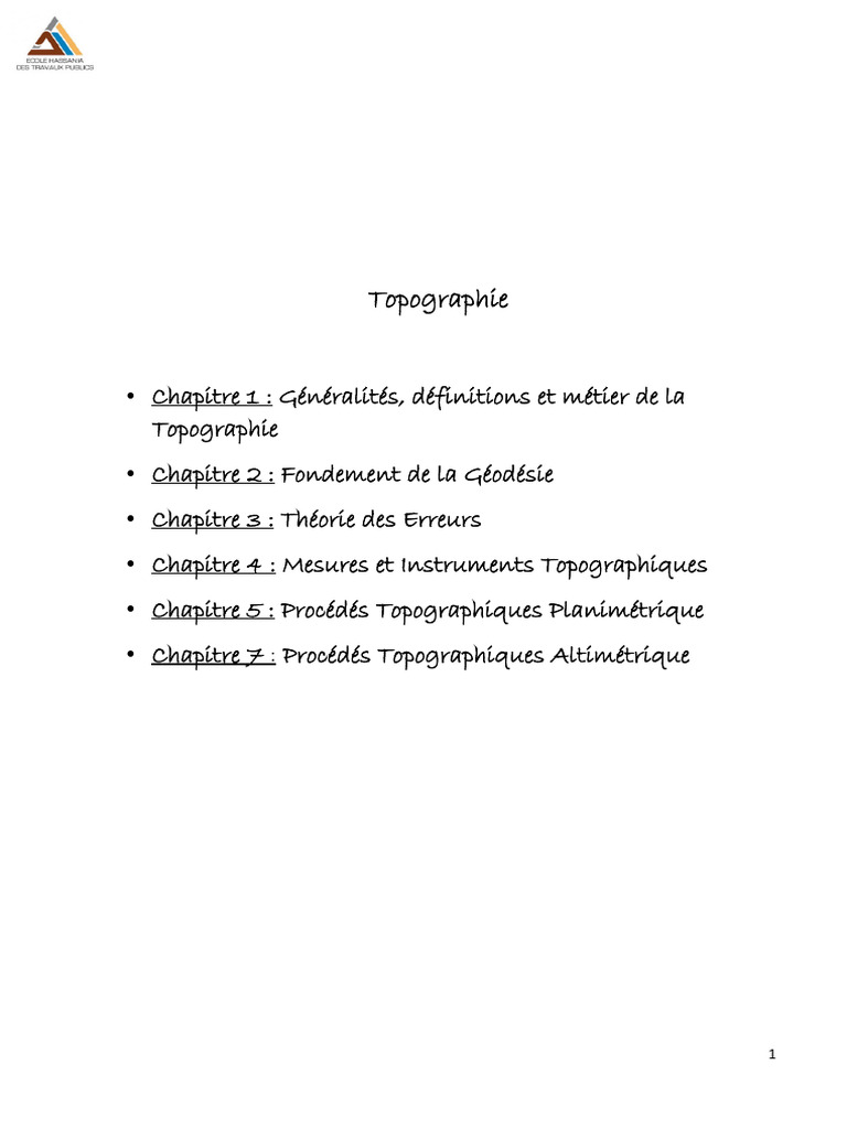 Cours de Topographie en Génie Civil | PDF | Géodésie | Topographie