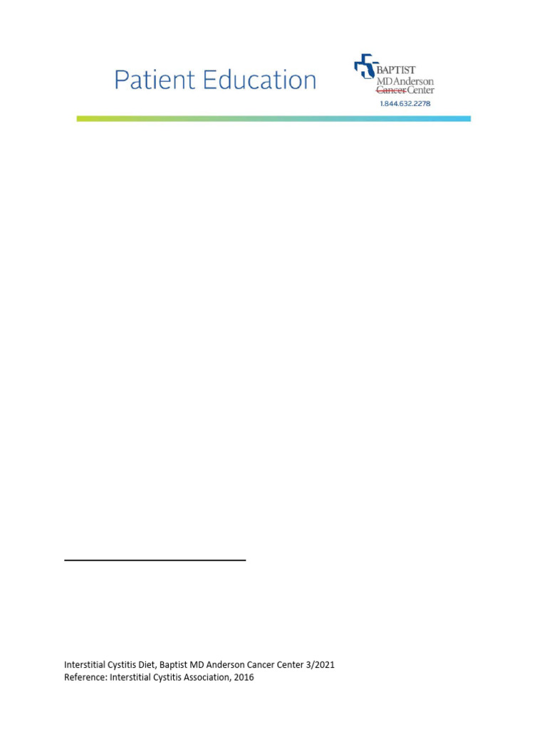 Interstitial Cystitis Diet Guidelines | PDF | Foods | Drink