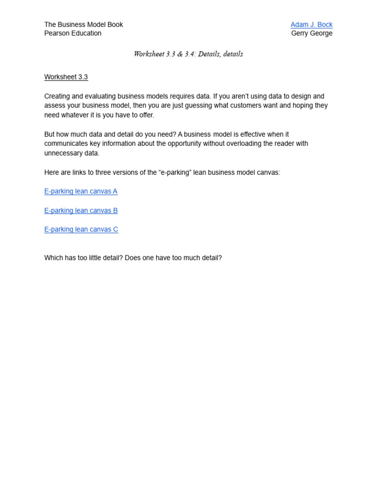 Worksheet 3.3 & 3.4 - Details, Details | PDF