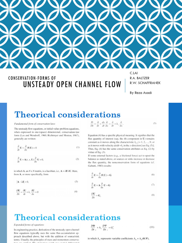 Unsteady Open Channel Flow Analysis | PDF