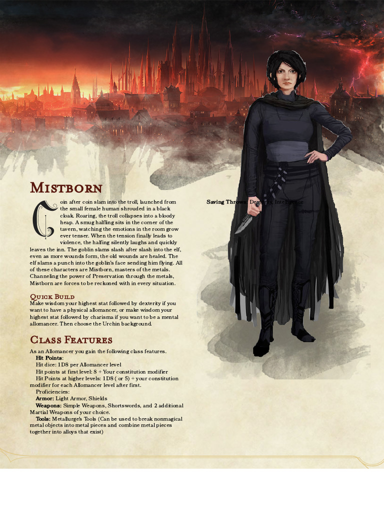 Mistborn Allomancer Class Guide | PDF | Metals