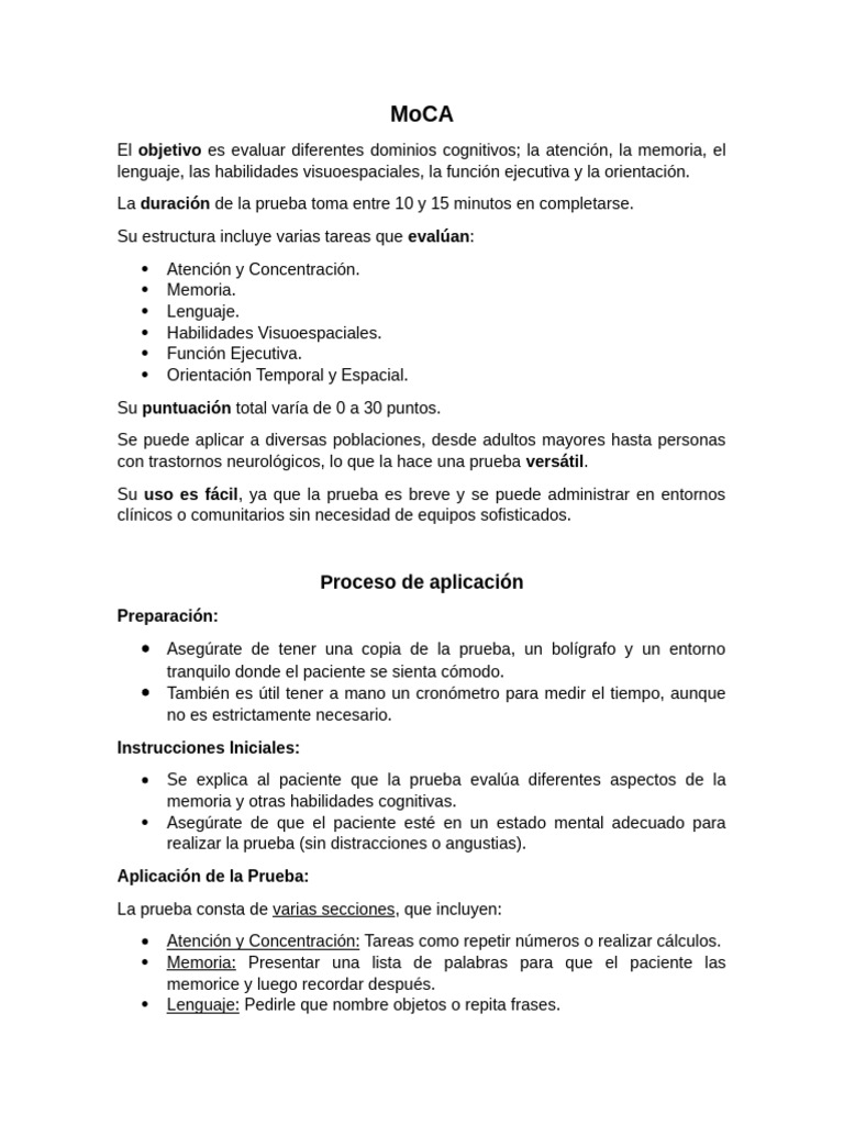 Evaluación Cognitiva MoCA: Guía Completa | PDF | Memoria | Funciones ...