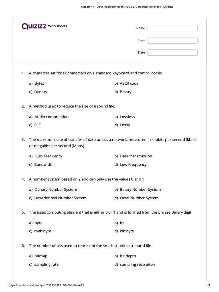 Chapter+1+-+Data+Representation+(IGCSE+Computer+Science)+_+Quizizz ...