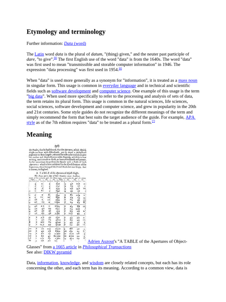 Etymology and terminology of data pdf data