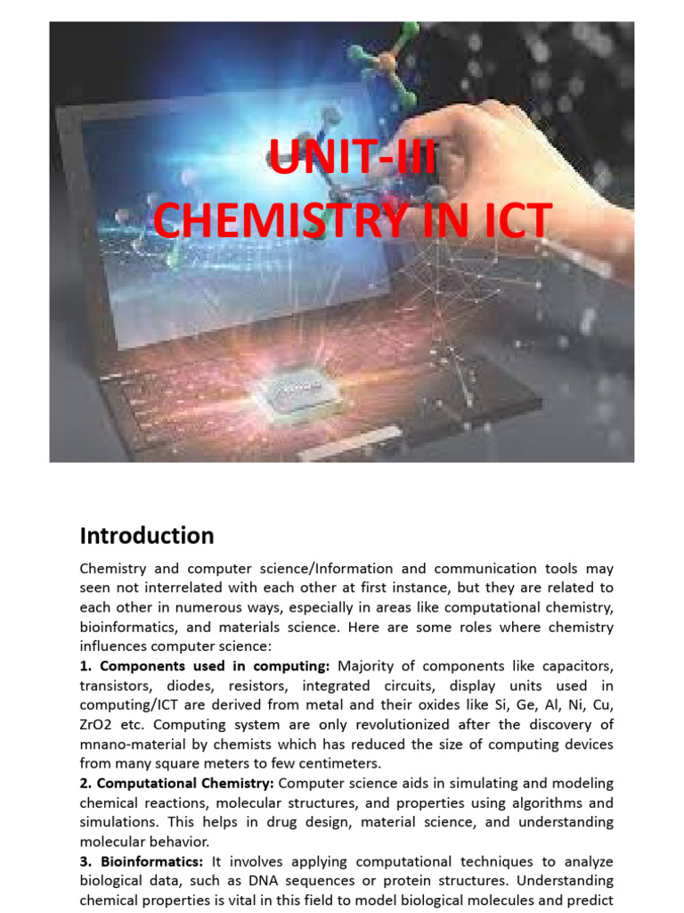 Unit Iii Chemistry In Ict Pdf Liquid Crystal Display Integrated