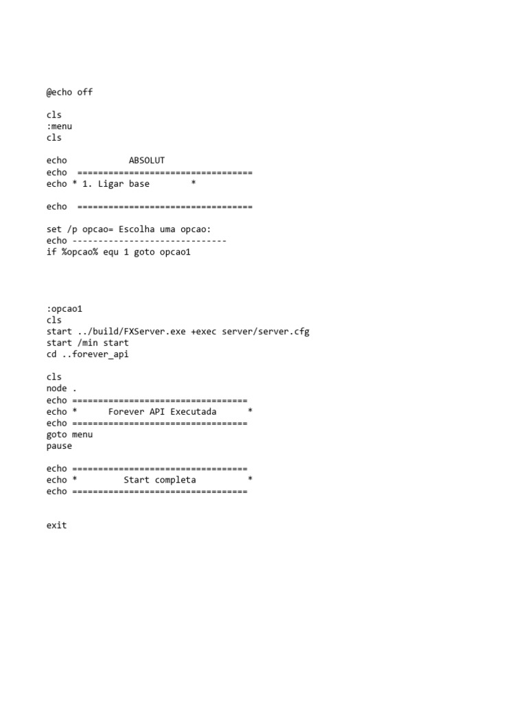 Batch Script to Start FXServer and API | PDF