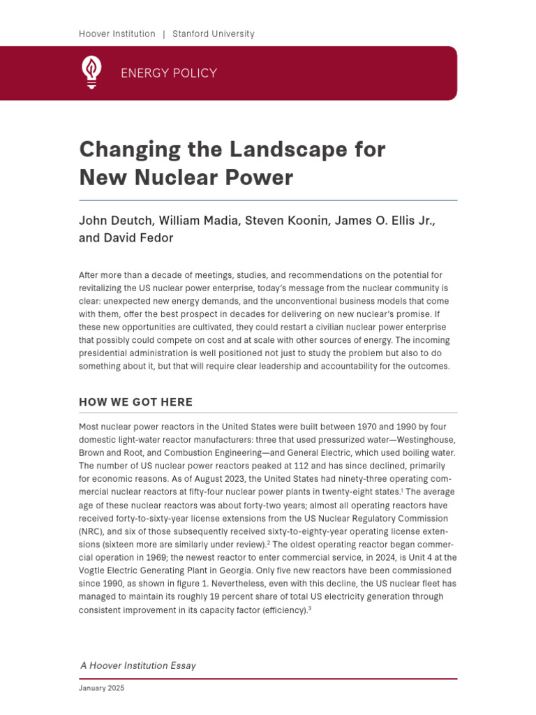 Changing the Landscape for New Nuclear Power | PDF | Nuclear Power ...