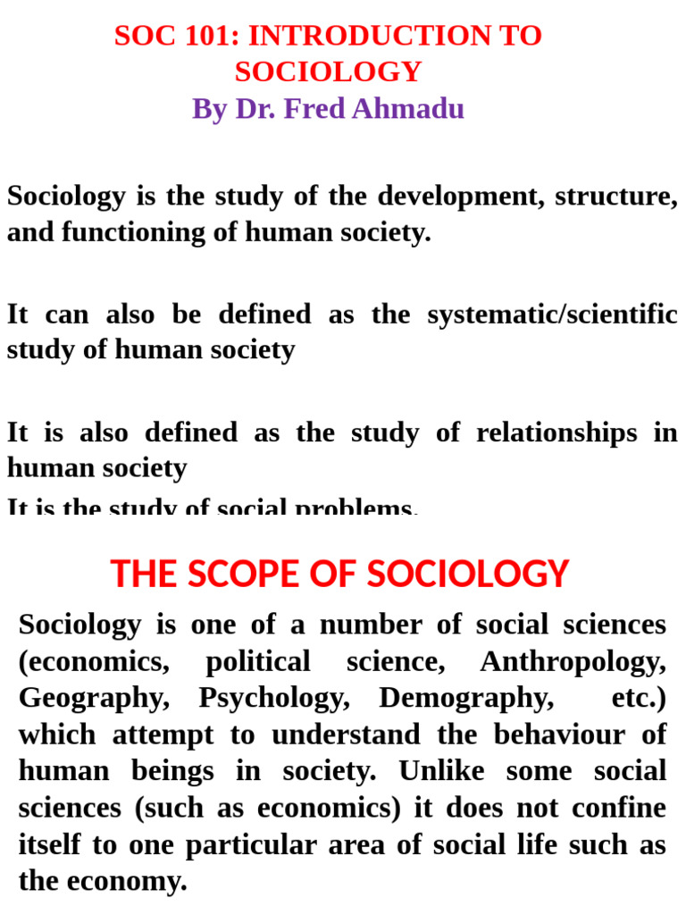 Soc 101 Introduction To Sociology | PDF | Sociology | Society