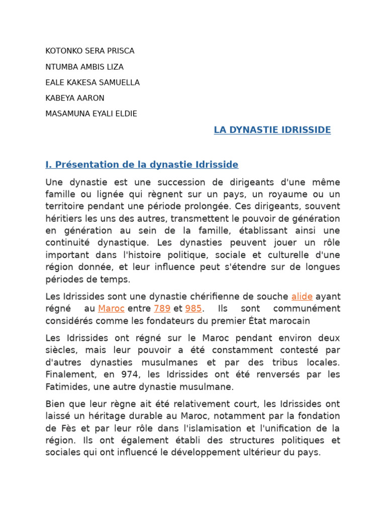 Impact des Idrissides sur le Maroc | PDF | Maroc