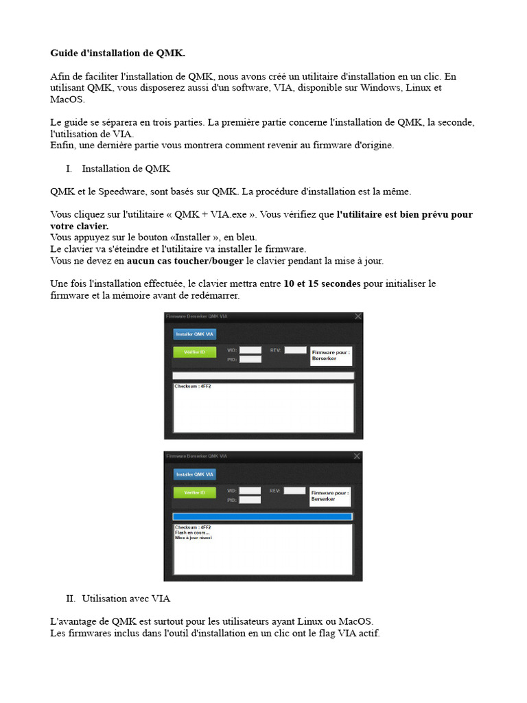 Guide d'installation de QMK et VIA | PDF