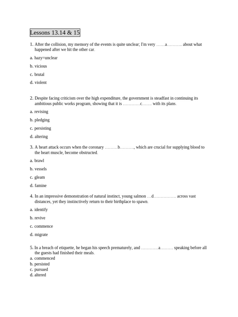 504 Vocabulary Questions Part E | PDF