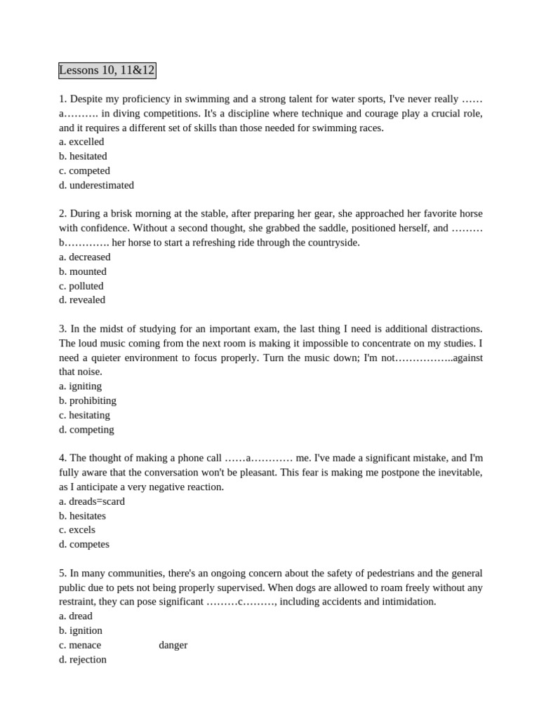 Vocabulary Exercises for Language Learners | PDF