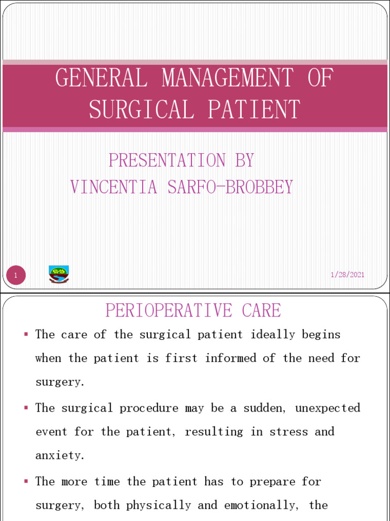 Perioperative Care for Surgical Patients | PDF | Sterilization ...