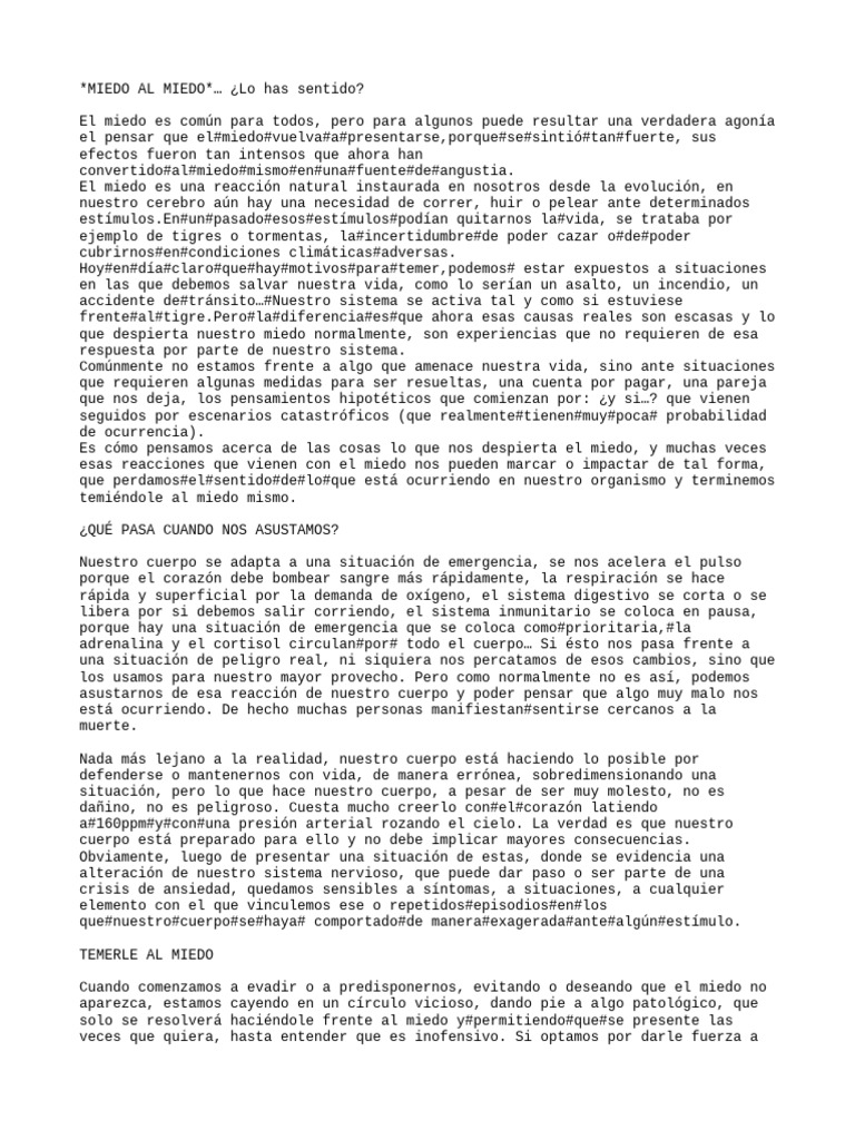 Superar el Miedo al Miedo | PDF | Temor