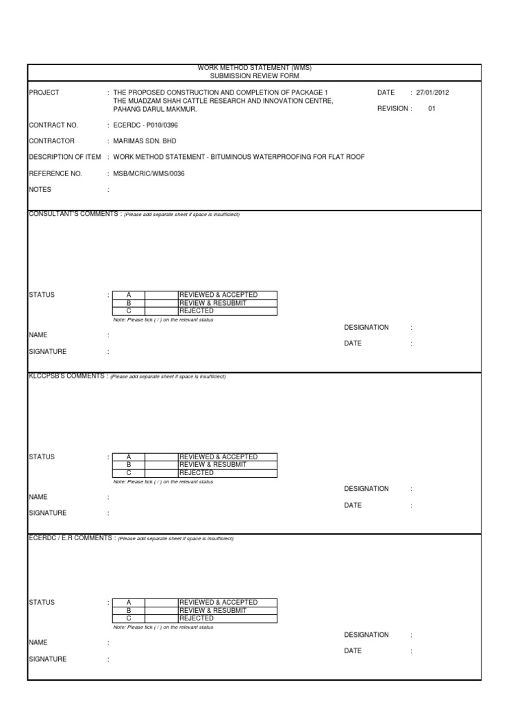 Bituminous Waterproofing WMS for Flat Roof | PDF | Personal Protective ...