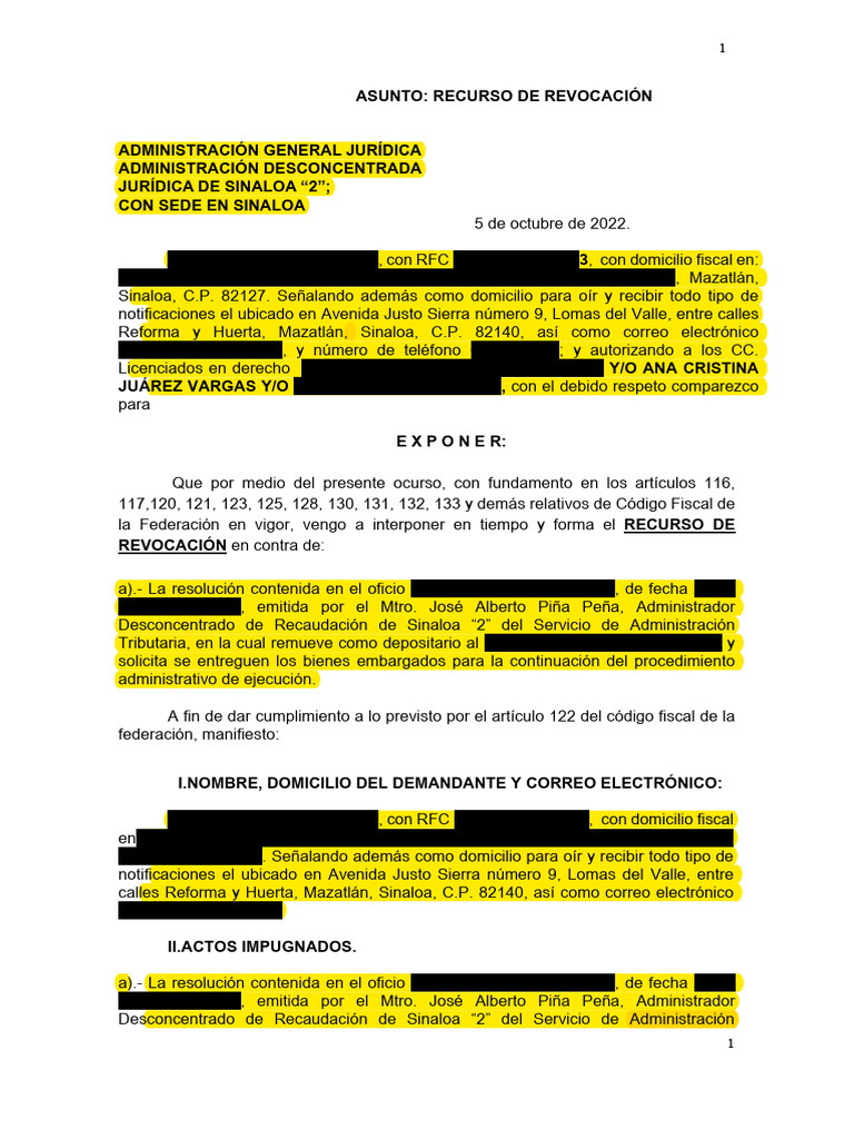 Revocacion 2023 MAESTRIA | PDF | Caso de ley | Debido al proceso