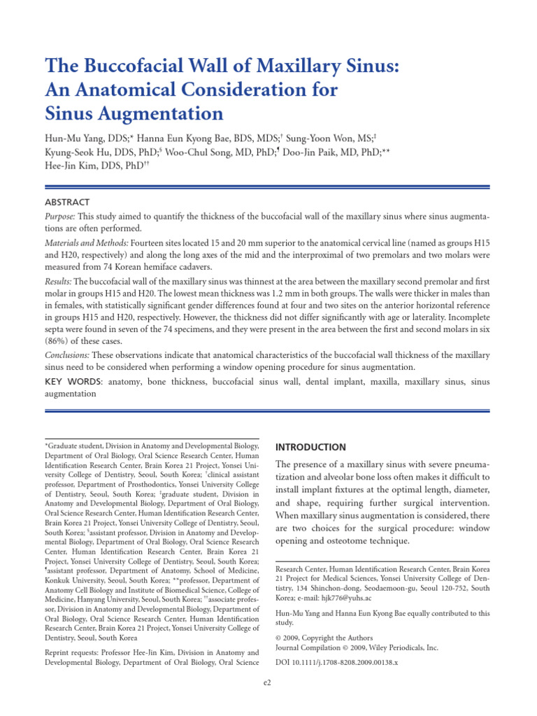 The Buccofacial Wall of Maxillary Sinus | PDF | Dental Degree | Human ...