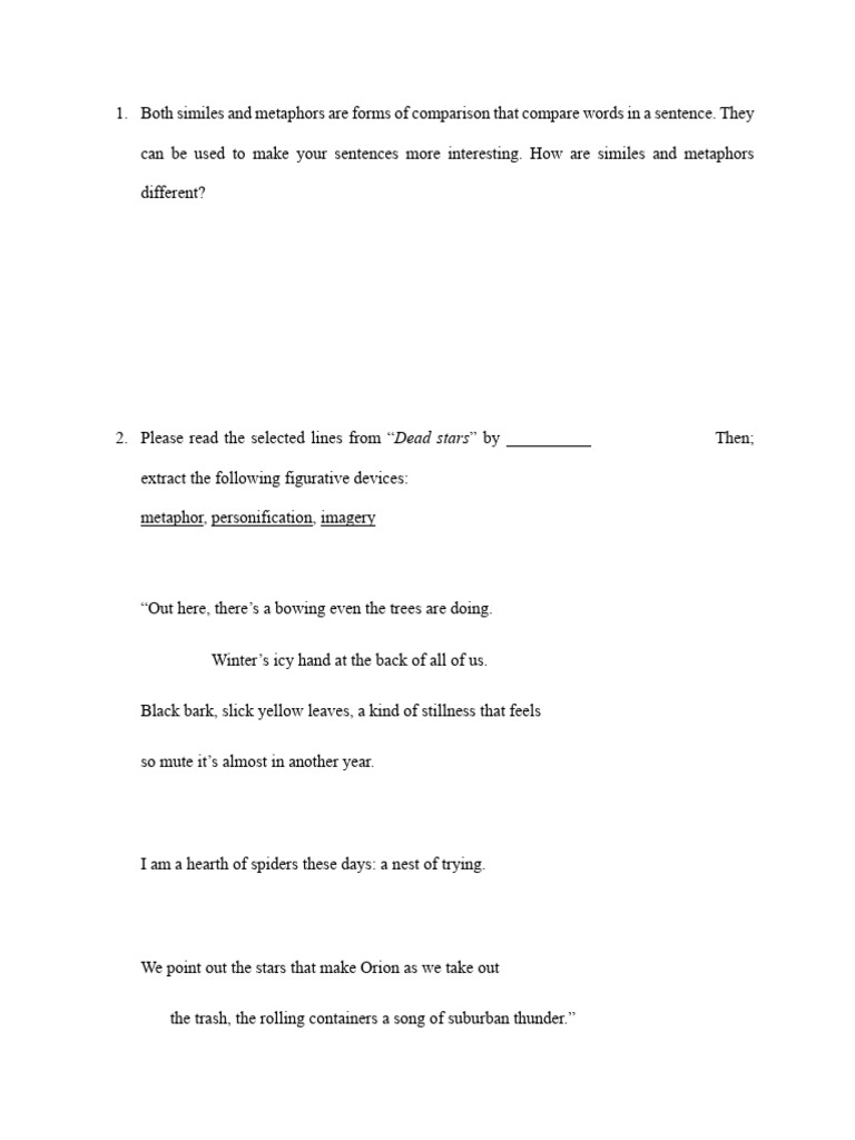 Similes and Metaphors Explained | PDF