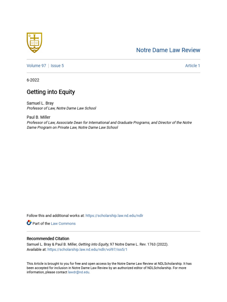 Getting Into Equity | PDF | Equity (Law) | Cause Of Action
