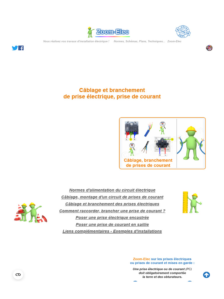 Câblage et Branchement de Prises Électriques | PDF | Prise électrique ...