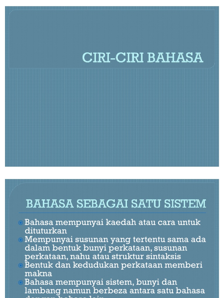 Ciri Ciri Bahasa Pdf