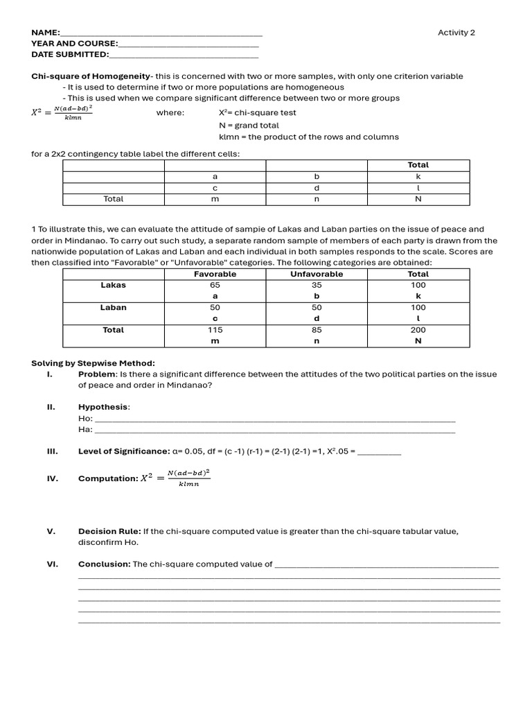 Activity-2 | PDF | Chi Squared Test | Statistical Analysis