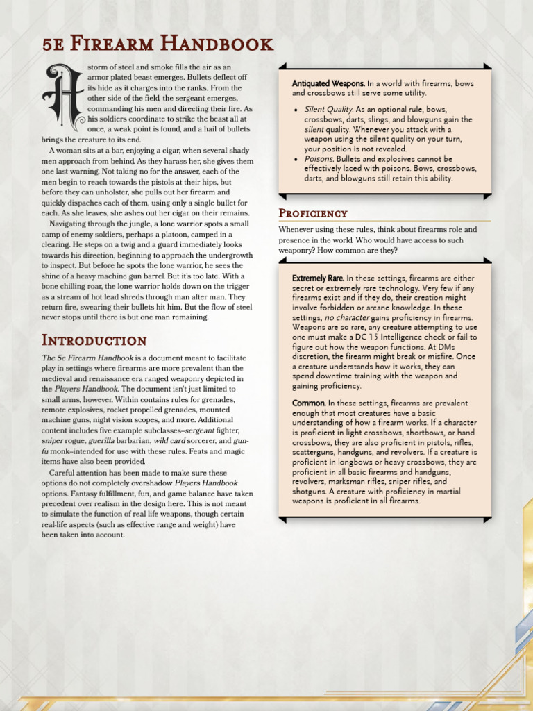 5e Firearm Rules - GM Binder | PDF | Firearms | Shotgun