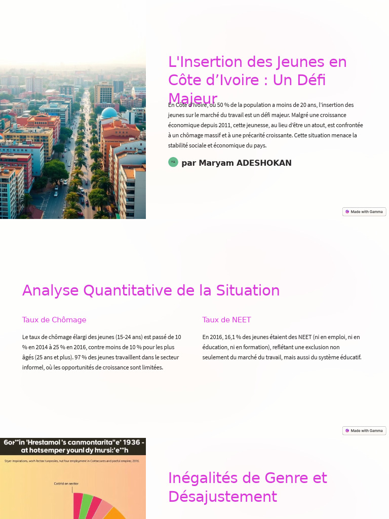 Insertion des Jeunes en Côte d'Ivoire | PDF | Chômage | Côte d'Ivoire