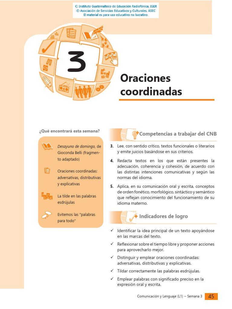 Oraciones Coordinadas y Lectura L1 | PDF