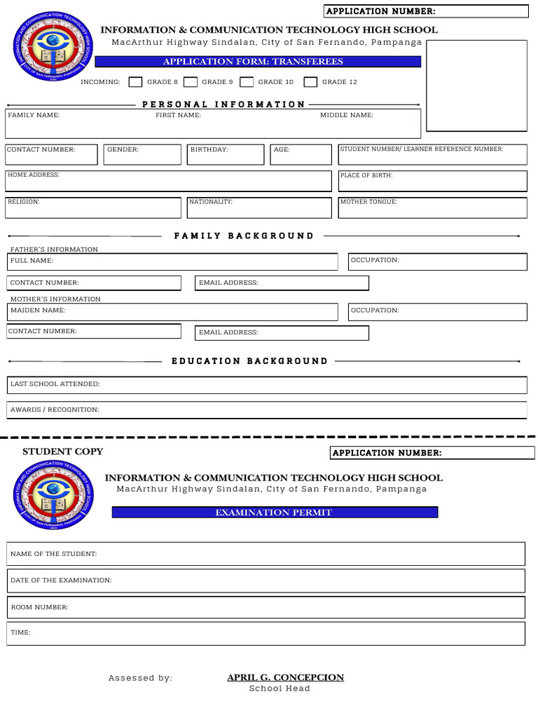 Student Application Information Form | PDF