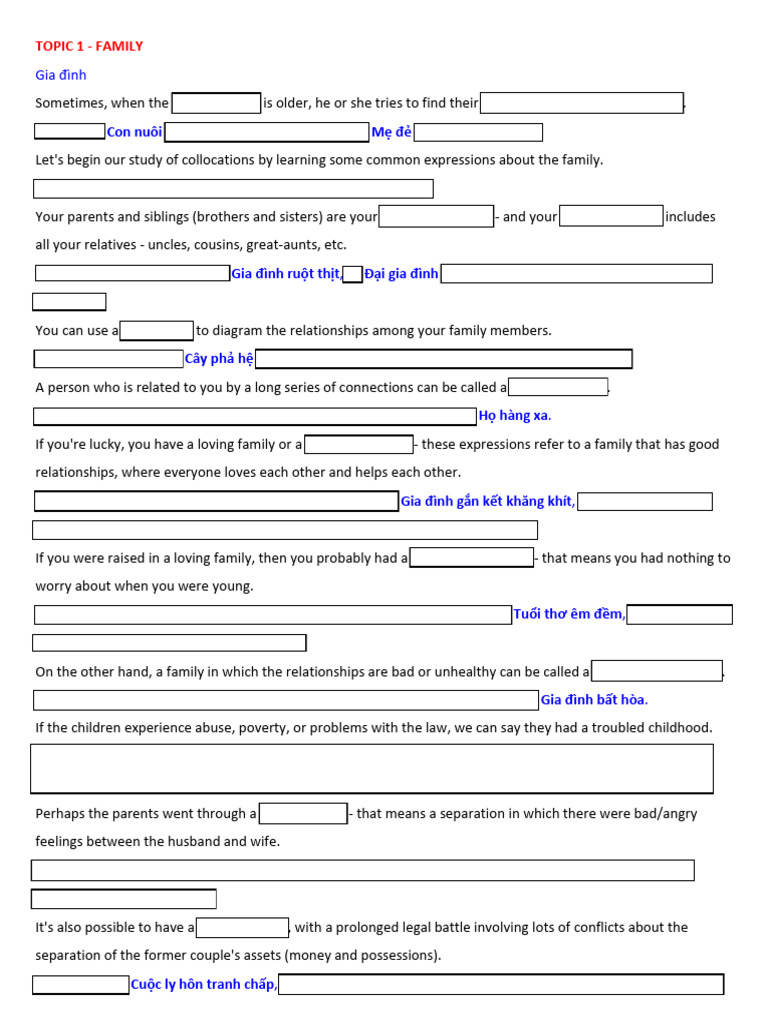 1000 English Collocations - 1 FAMILY | PDF