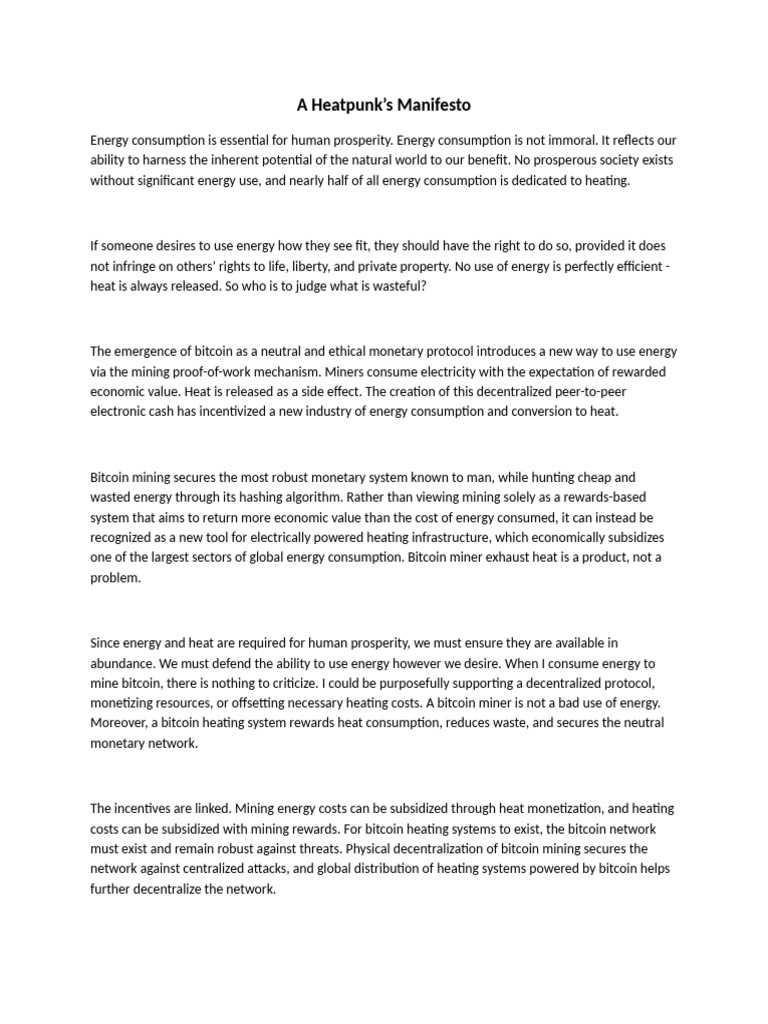 Heatpunks: Energy and Bitcoin Synergy | PDF | Heat | Bitcoin