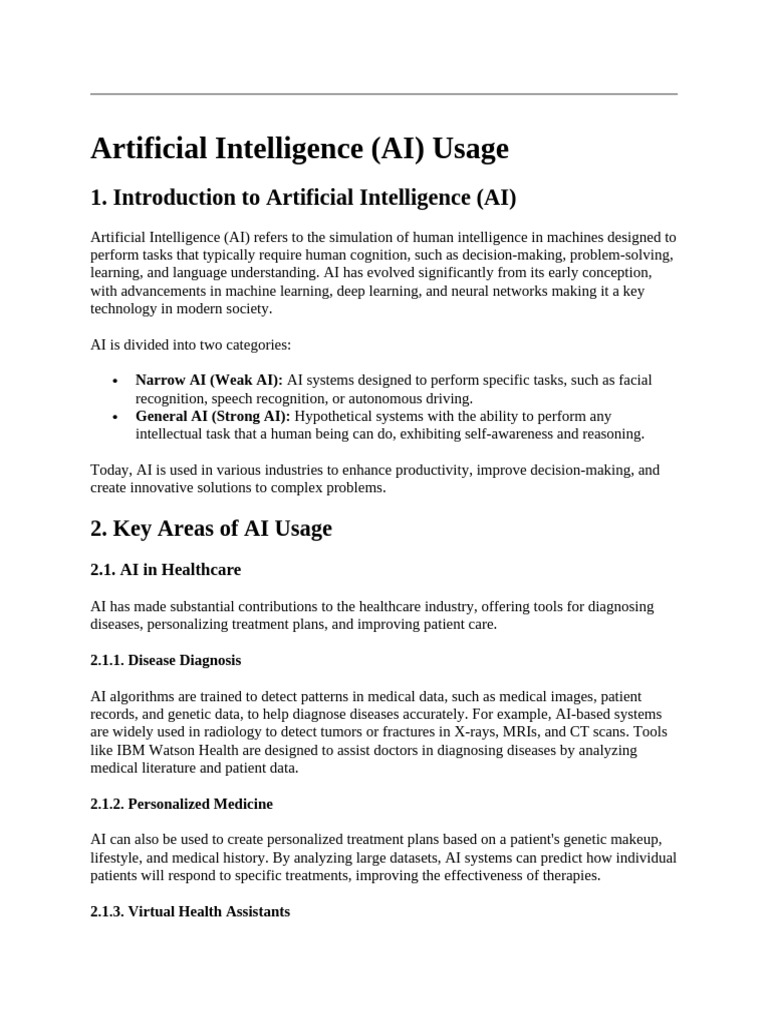 Artificial Intelligence (AI) Usage | PDF | Artificial Intelligence ...