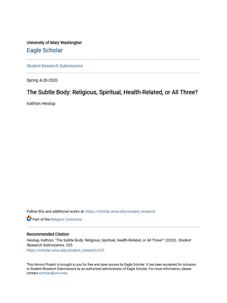 The Subtle Body - Religious Spiritual Health-Related or All THR | PDF ...