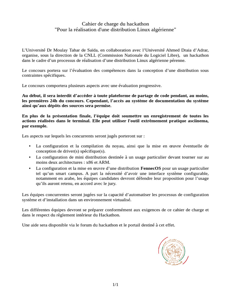 Hackathon pour une distribution Linux algérienne | PDF
