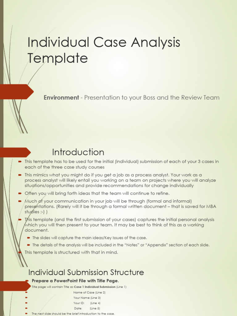 Individual Case Analysis Template | PDF | Microsoft Power Point