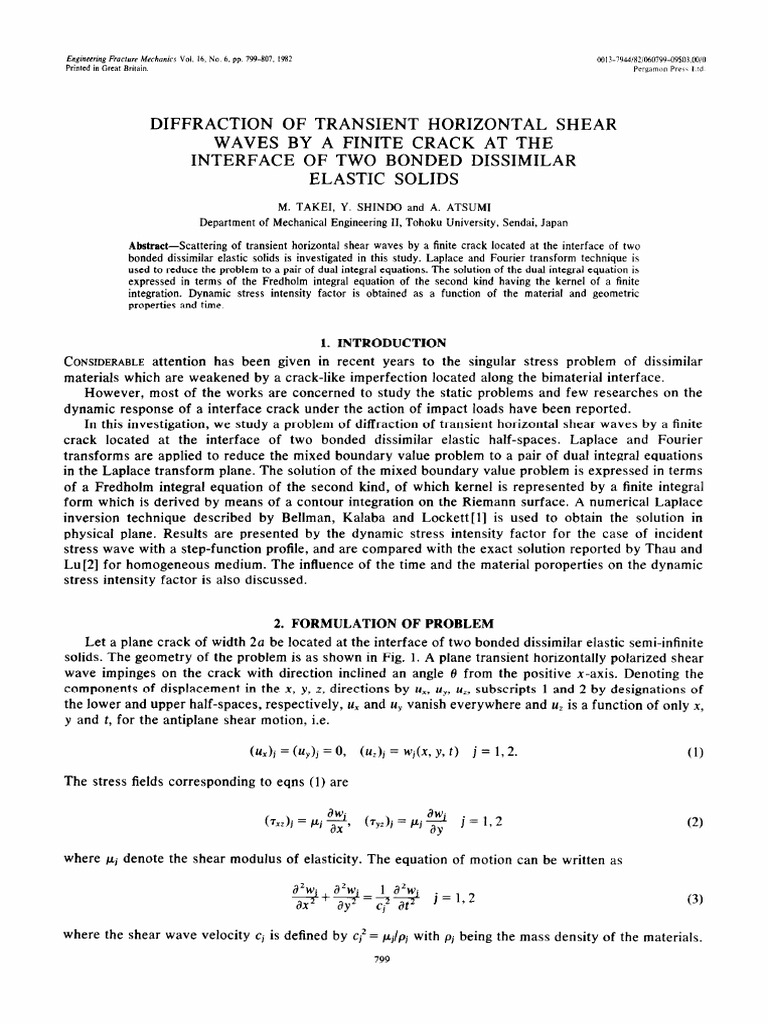 Diffraction of Shear Waves by Cracks | PDF | Fracture | Waves