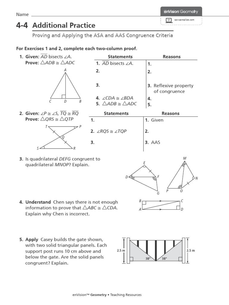 4-4 Practice | PDF | Euclidean Geometry | Geometry