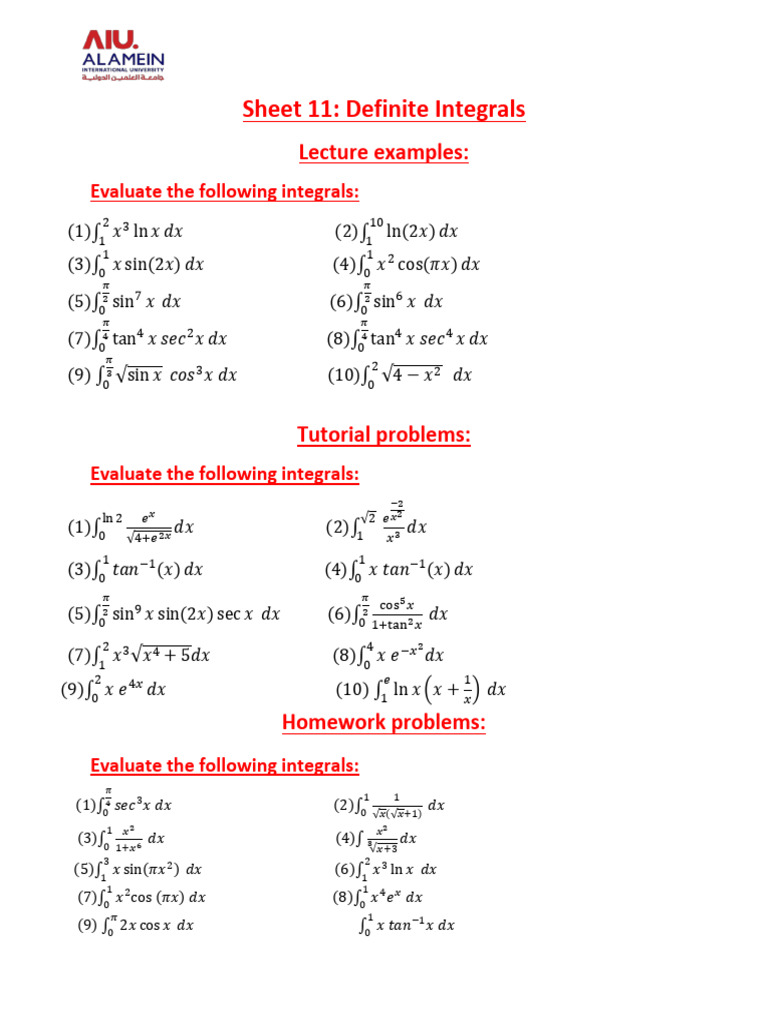 Aiu Math 1 Sheet 11 2024 | PDF