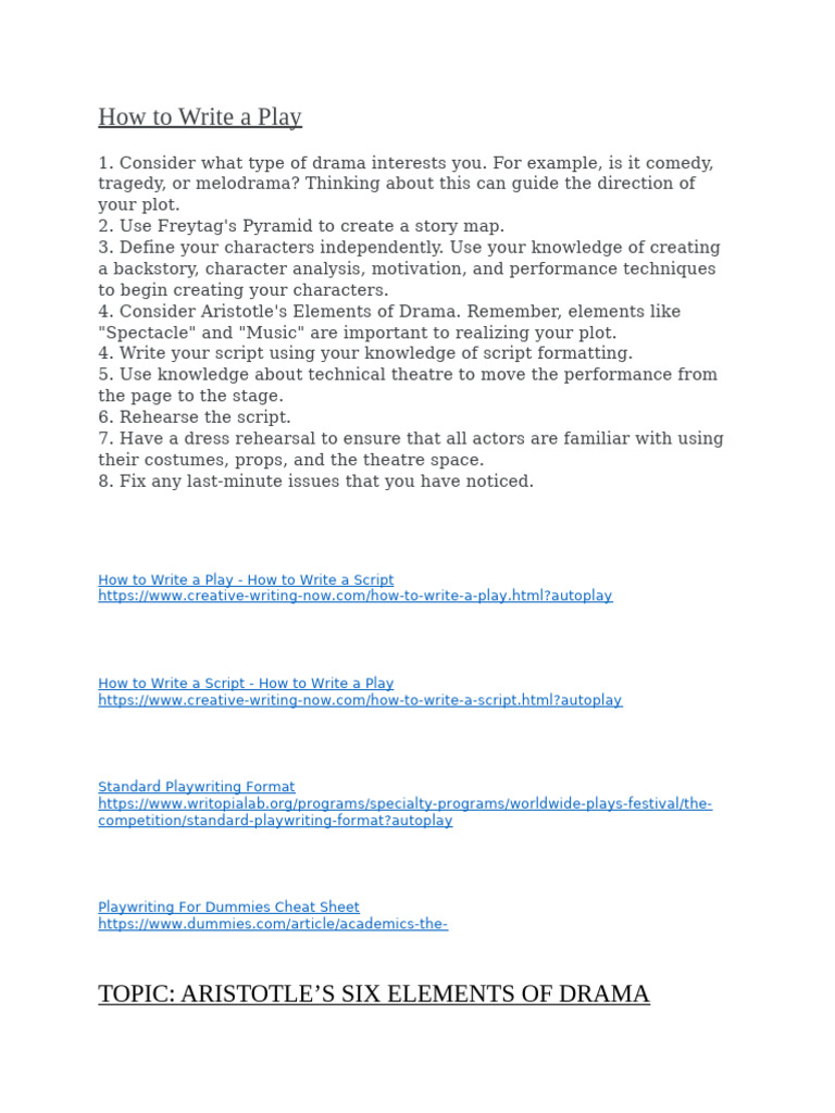 How to Write a Play | PDF | Plot (Narrative) | Play (Theatre)