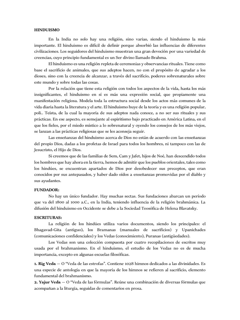 Introducción al Hinduismo y sus Creencias | PDF | Vedas | Yoga